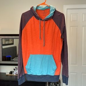 American Eagle hoodie sweatshirt Orange, Gray, Maroon and Aqua pocket Medium